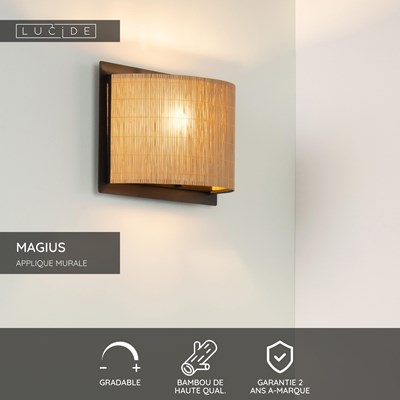 Lucide MAGIUS - Applique murale - 1xE27 - Naturel